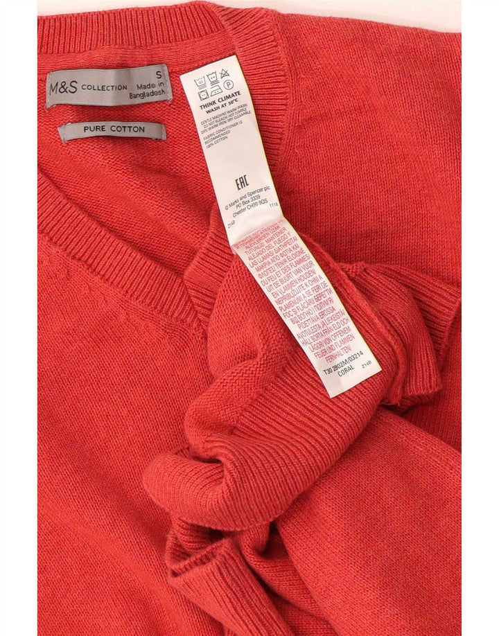 Marks & Spencer Ανδρικό πουλόβερ με λαιμόκοψη V-λαιμόκοψη Μικρό πορτοκαλί βαμβακερό