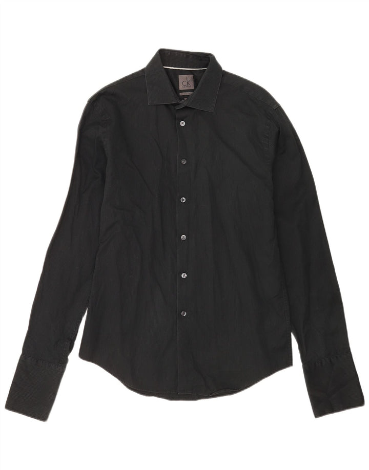 Calvin Klein Ανδρικό επίσημο πουκάμισο 39 15 1/2 μεσαίο μαύρο ρίγες