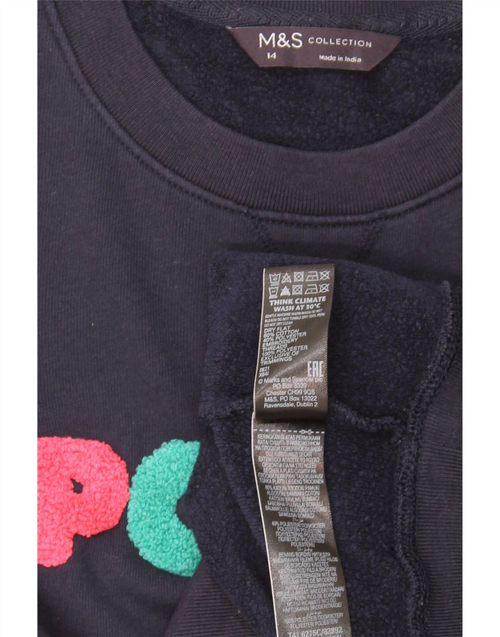 Marks & Spencer Γυναικεία γραφική φούτερ Jumper UK 14 Large Navy Blue