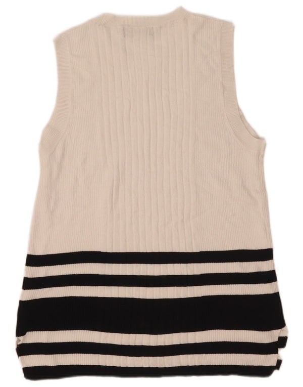 Marks & Spencer Γυναικείο γιλέκο Tank Top UK 14 Μεγάλη Λευκή ριγέ βισκόζη