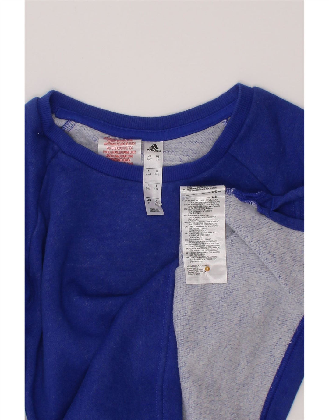Φούτερ Adidas Boys Jumper 3-4 ετών Μπλε βαμβακερό