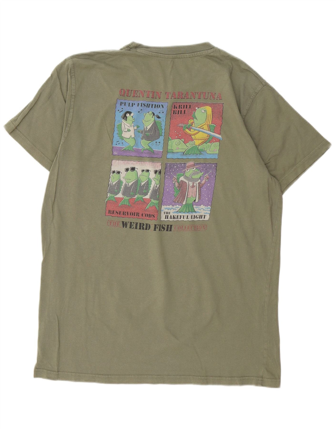 Μπλουζάκι Weird Fish Graphic T-Shirt Top μεγάλο χακί βαμβακερό