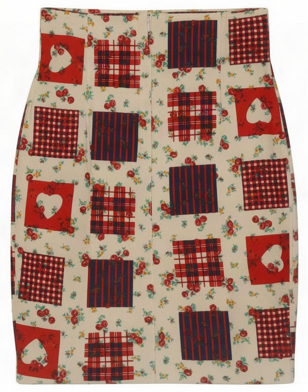 Vintage Γυναικεία Pencil Φούστα Small W26 Πολύχρωμο Patchwork Βαμβακερό