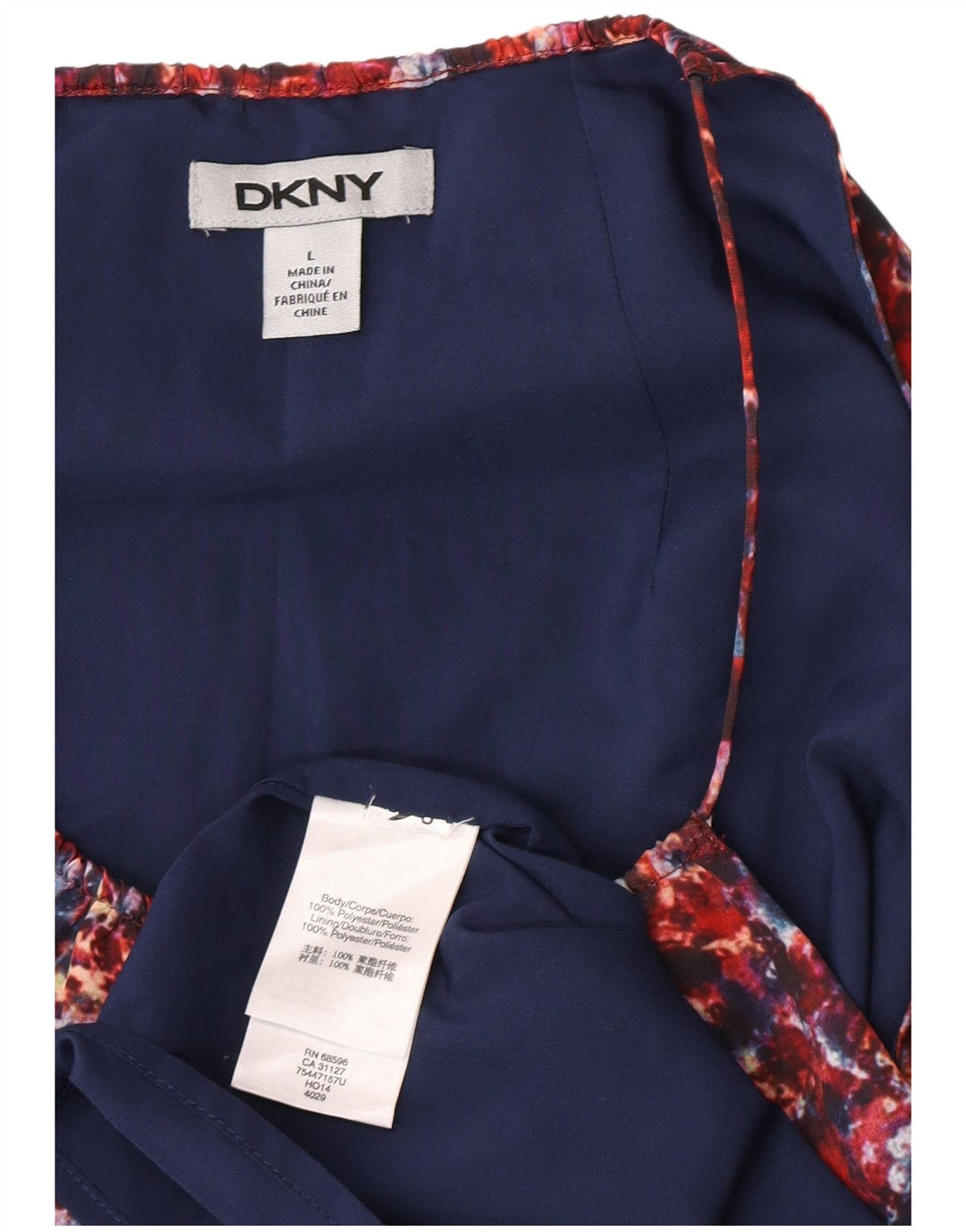 Dkny Γυναικείο Abstract Pattern Αμάνικο φόρεμα UK 14 μεγάλο κόκκινο