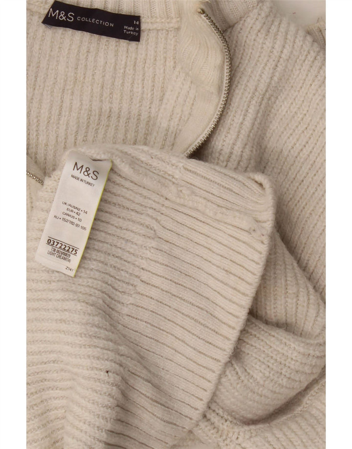 Marks & Spencer Γυναικείο πουλόβερ με φερμουάρ UK 14 Large Off White
