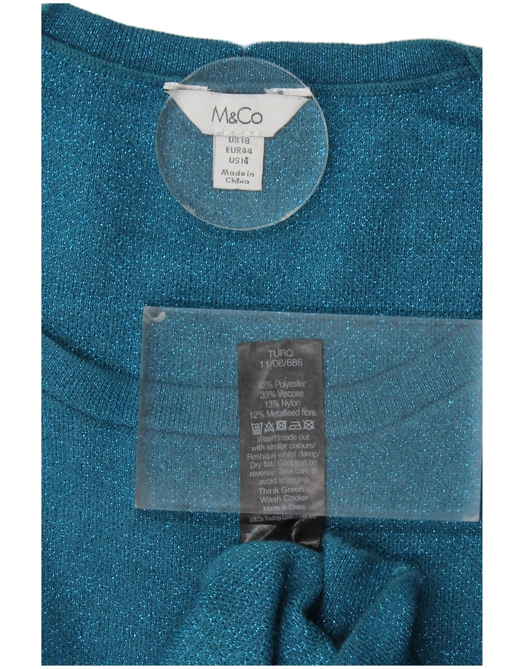 M&CO Γυναικείο πουλόβερ με λαιμόκοψη UK 18 XL Blue Polyester
