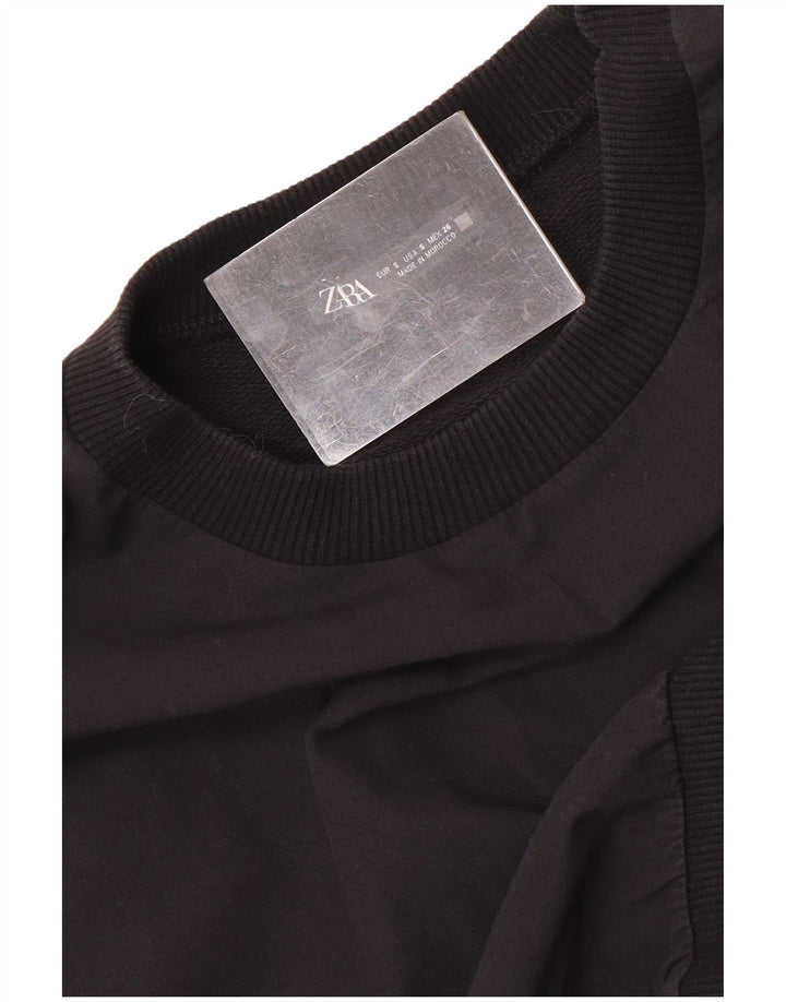 Zara Γυναικεία φούτερ Crop Jumper UK 10 Small Black