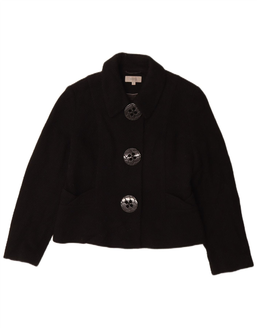 Marks & Spencer Γυναικείο Κοντό Πανωφόρι UK 14 Medium Black Viscose