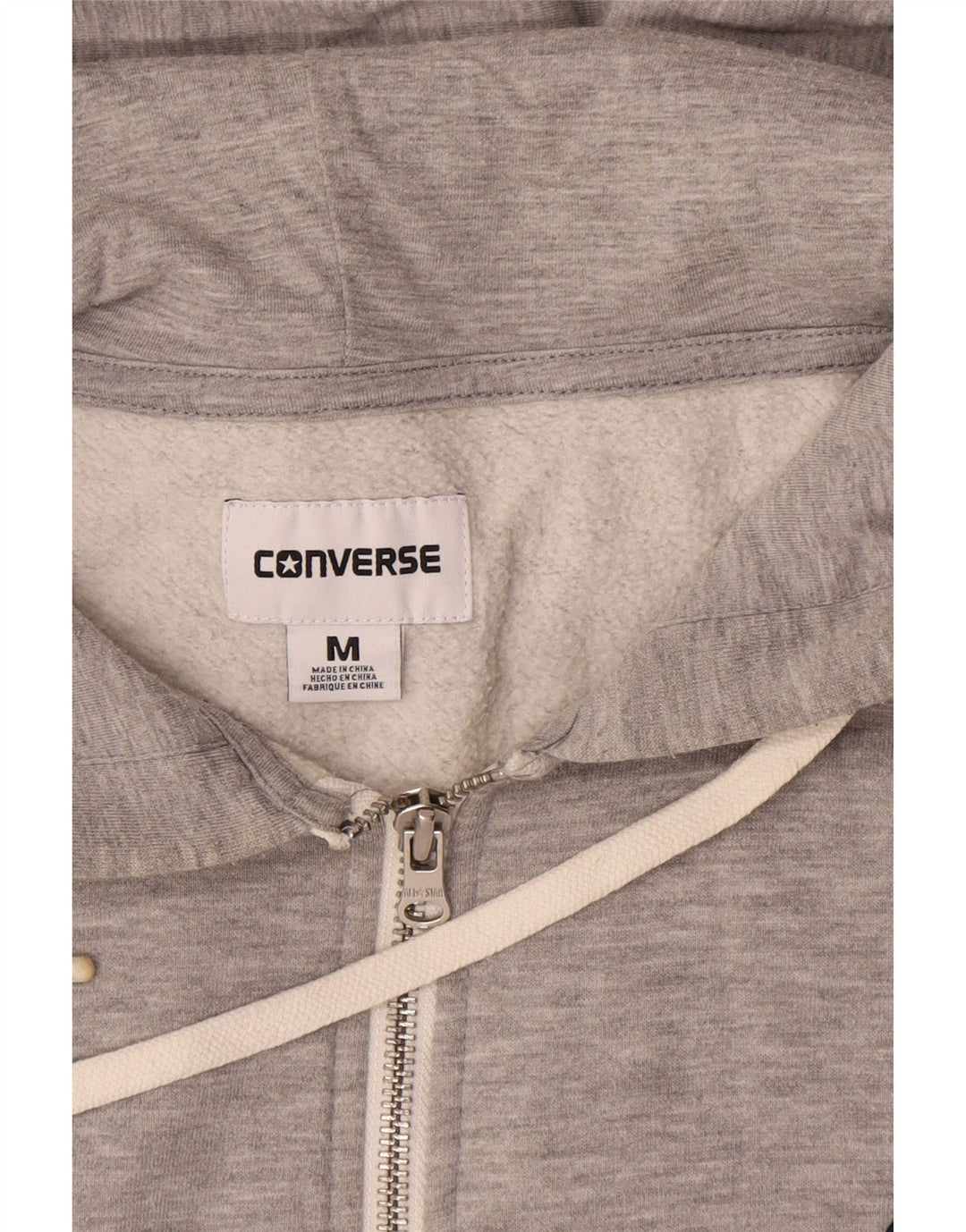 Ανδρικό πουλόβερ Converse με φερμουάρ, μεσαίο γκρι βαμβακερό