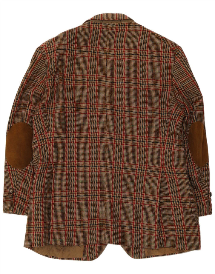 DAKS Ανδρικό σακάκι σακάκι με 2 κουμπιά UK 38 Μεσαίο καφέ Houndstooth Νέο μαλλί