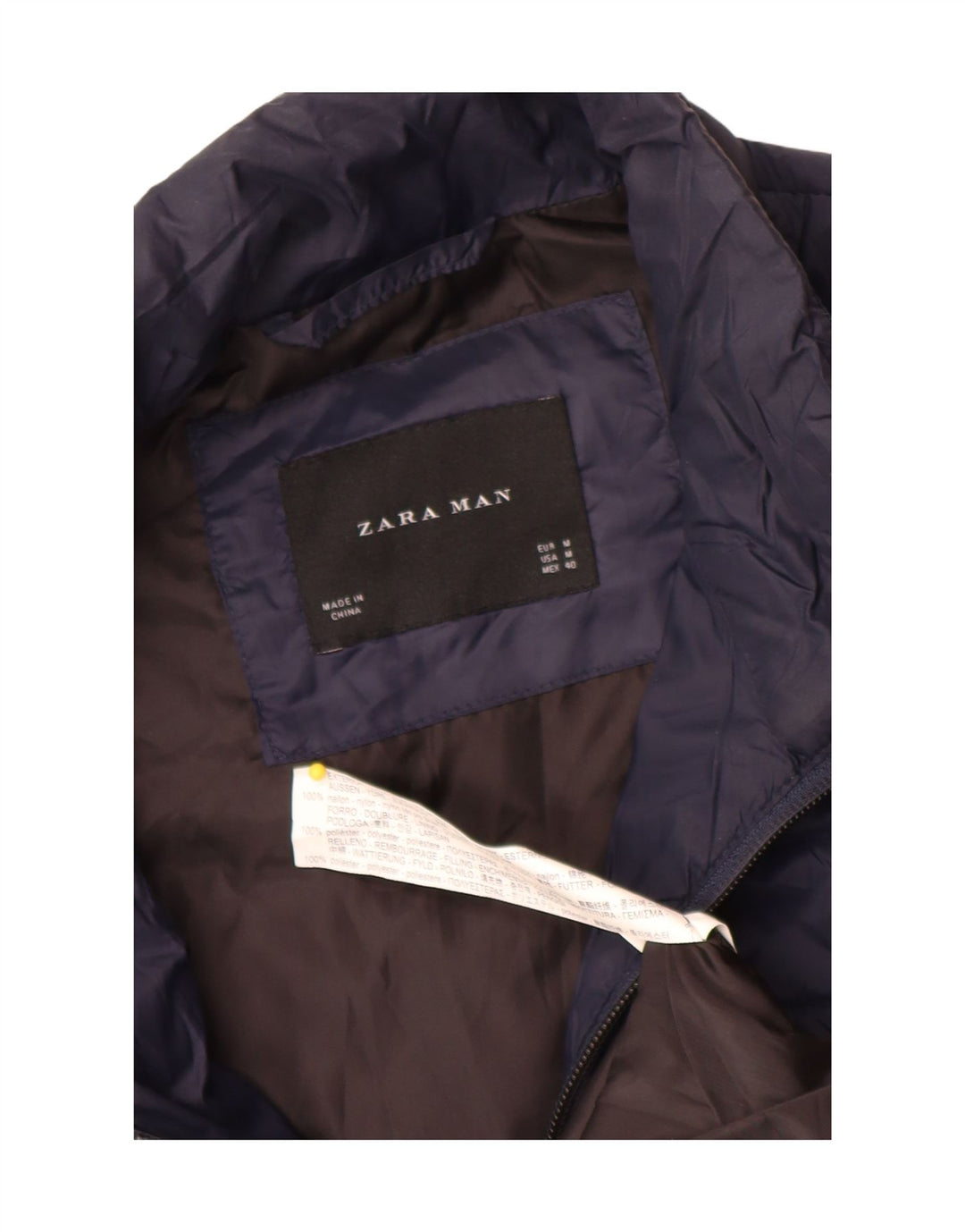Zara ανδρική επένδυση Gilet UK 38 Medium Navy Blue Nylon