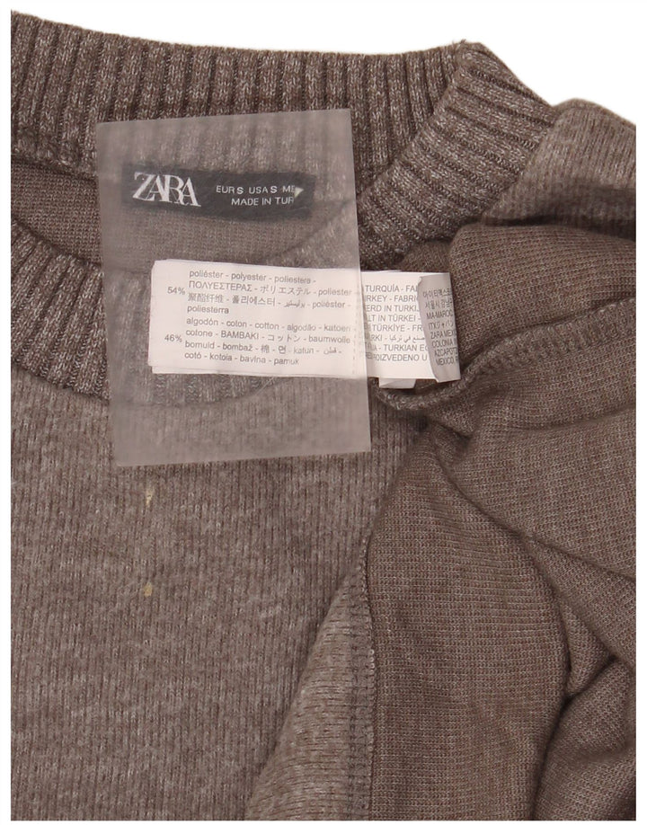 Zara Γυναικείο πουλόβερ με λαιμόκοψη μεγάλου μεγέθους UK 10 Small Grey Polyester