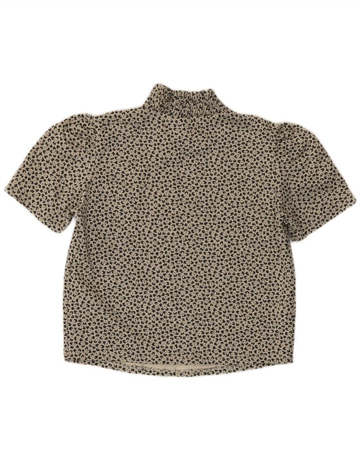 Zara Γυναικεία μπλούζα Crop Top UK 14 Large Grey Animal Print Polyester