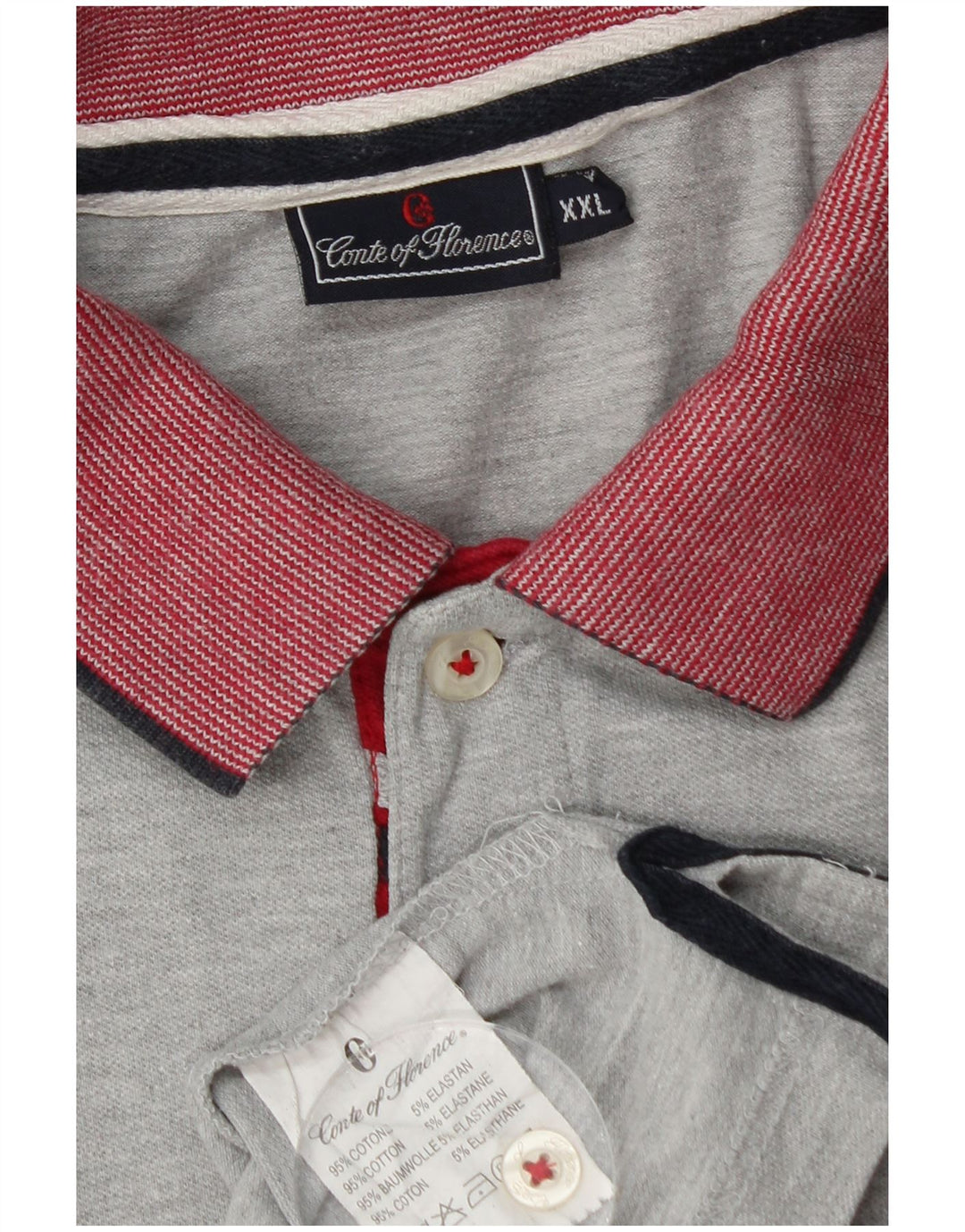 CONTE OF FLORENCE Ανδρικό πουκάμισο πόλο 2XL Γκρι βαμβακερό