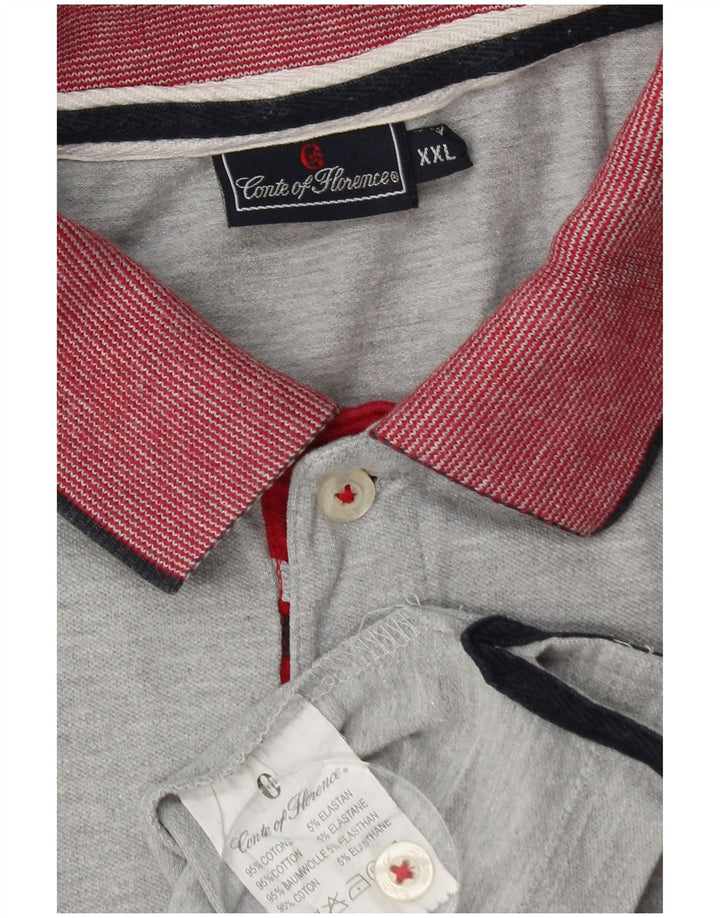 CONTE OF FLORENCE Ανδρικό πουκάμισο πόλο 2XL Γκρι βαμβακερό