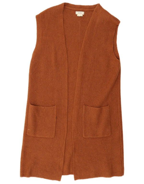 Γυναικείο αμάνικο πουλόβερ με ζακέτα με χοντρό πρόσωπο UK 14 μεσαίο καφέ