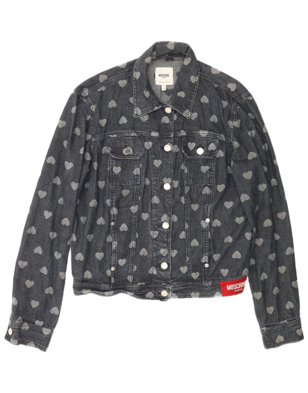 Moschino γυναικείο τζιν μπουφάν UK 12 μεσαίου μπλε ναυτικό βαμβακερή καρδιά