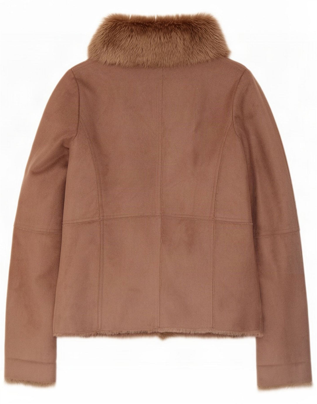 Oasis Womens Open Sherpa Jacket UK 10 Small Brown Polyester