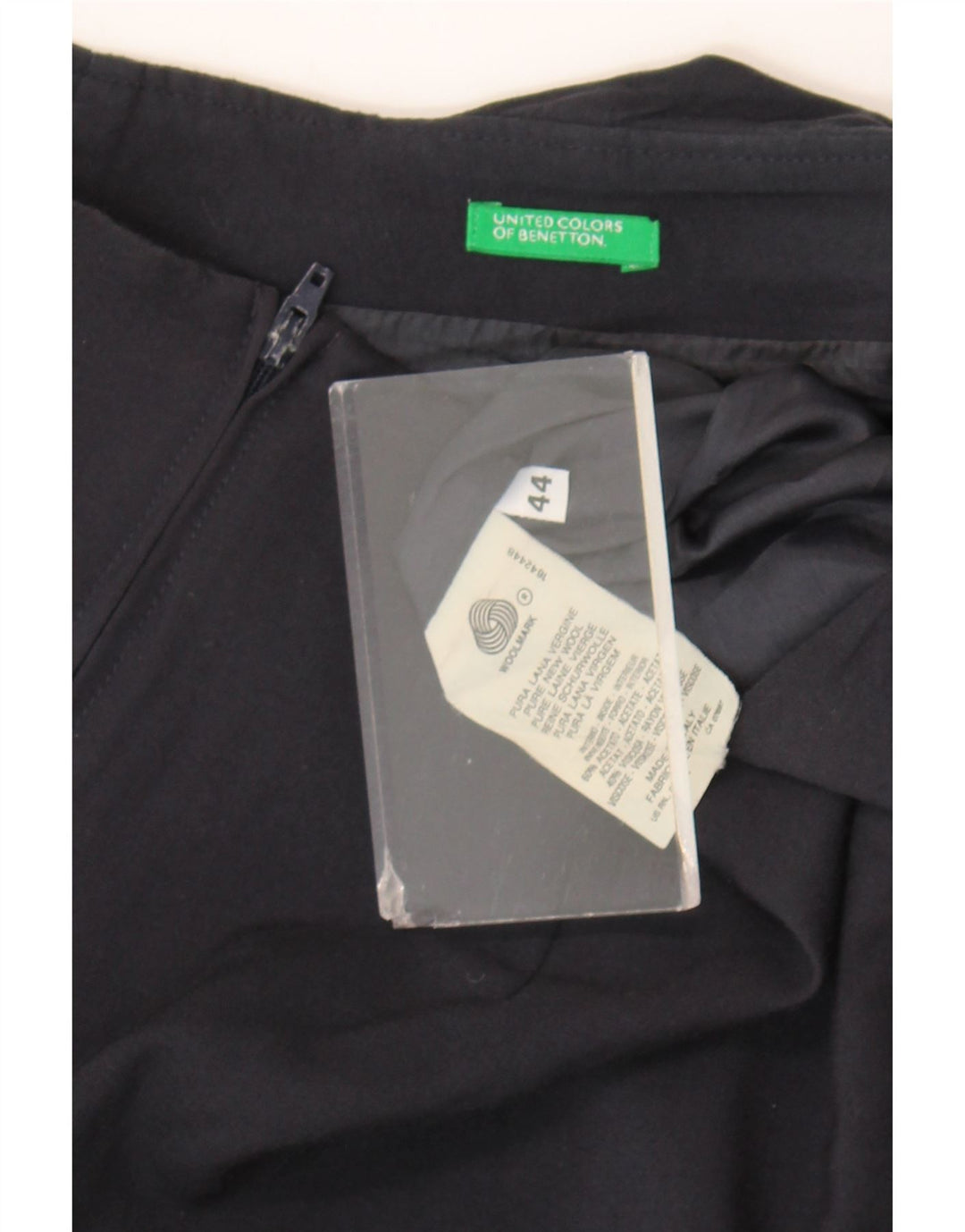 Γυναικεία μίνι φούστα Benetton IT 44 Medium W28 Navy Blue Virgin Wool