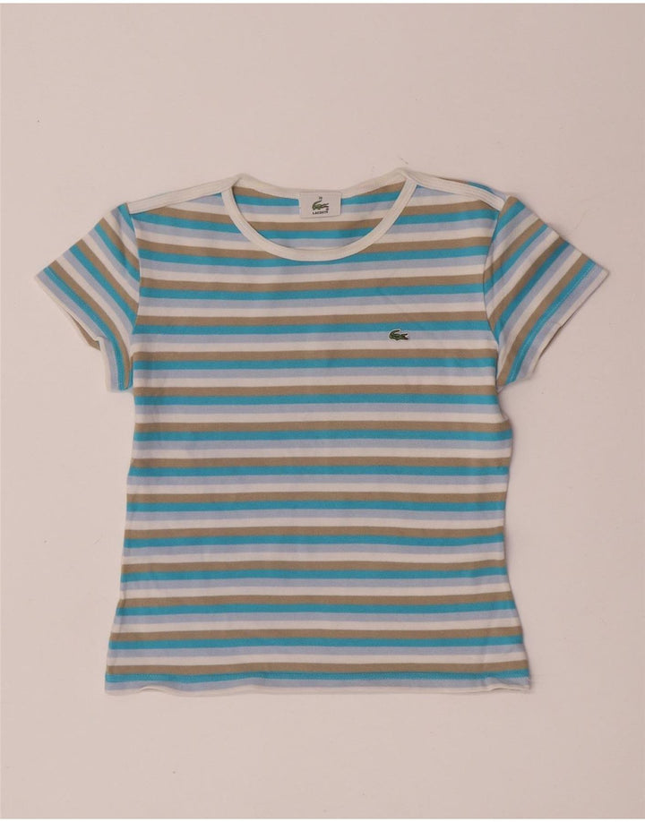 Γυναικείο μπλουζάκι Lacoste Crop Top Size 38 Μέτριο πολύχρωμο βαμβακερό ριγέ