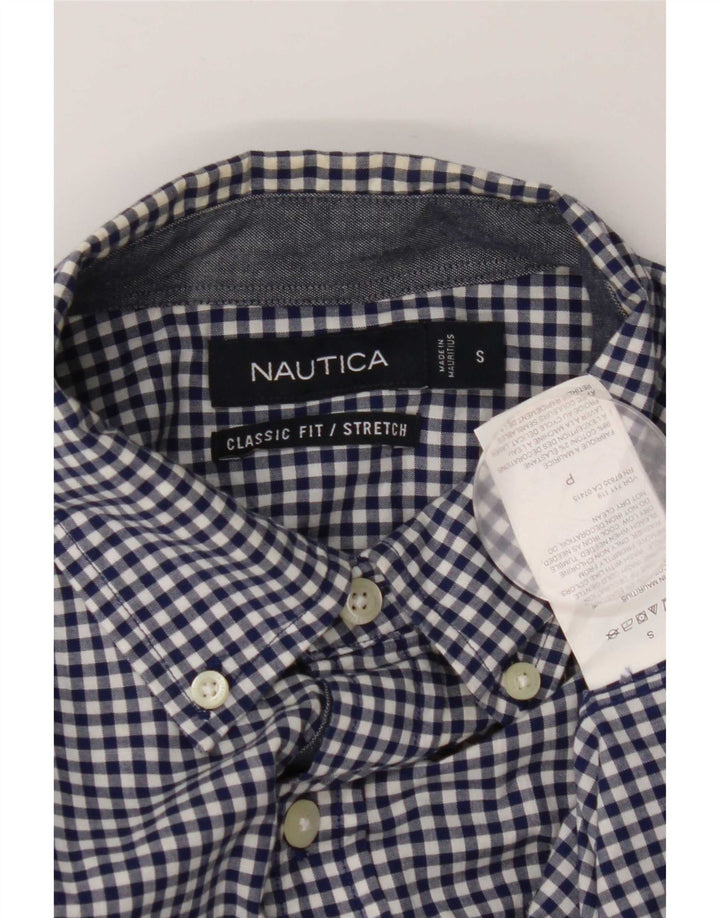Nautica Ανδρικό Stretch πουκάμισο Classic Fit Μικρό Navy Blue από βαμβακερό Gingham