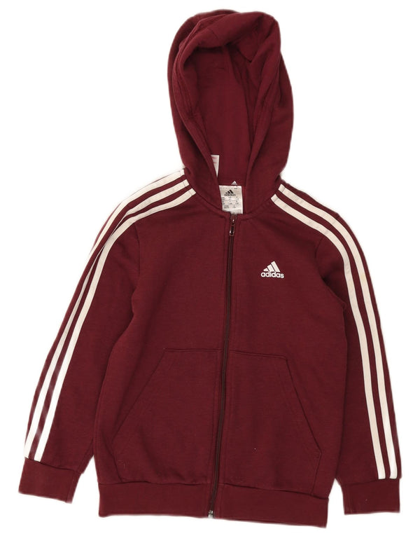 Adidas Girls Zip Hoodie πουλόβερ 7-8 ετών από βαμβακερό μπορντό
