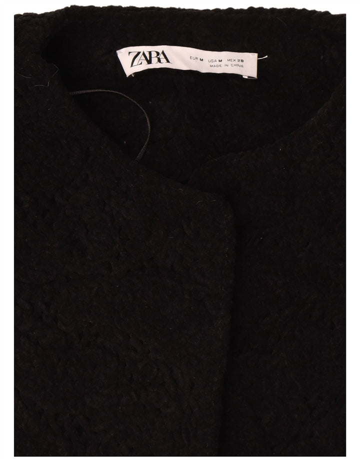 Zara Γυναικείο κοντομάνικο μπουφάν μπλέιζερ μεγάλου μεγέθους UK 14 μεσαίο μαύρο