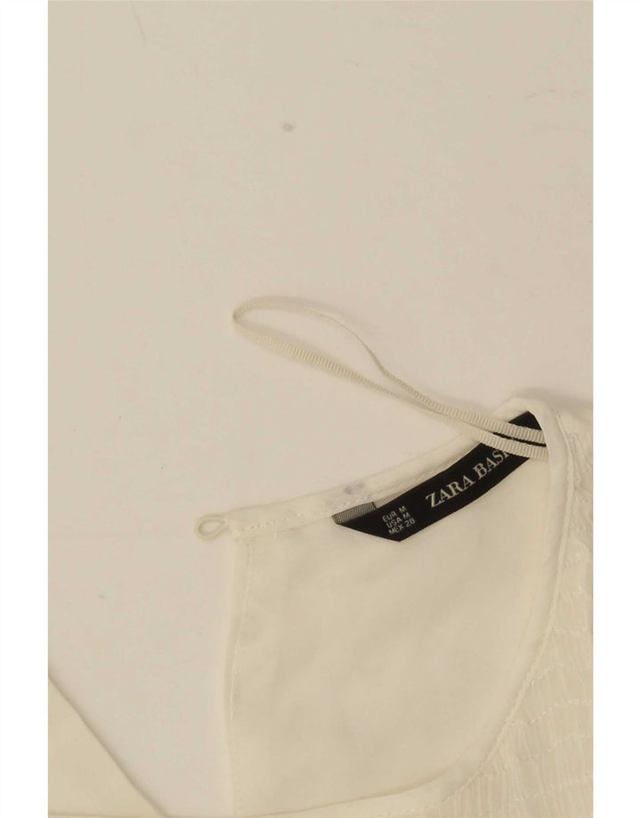 Zara Γυναικεία Αμάνικη Μπλούζα Τοπ UK 14 Medium Off White