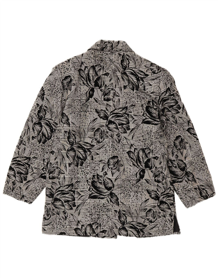 Vintage γυναικείο σακάκι 1 κουμπιού Blazer UK 14 Medium Black Floral