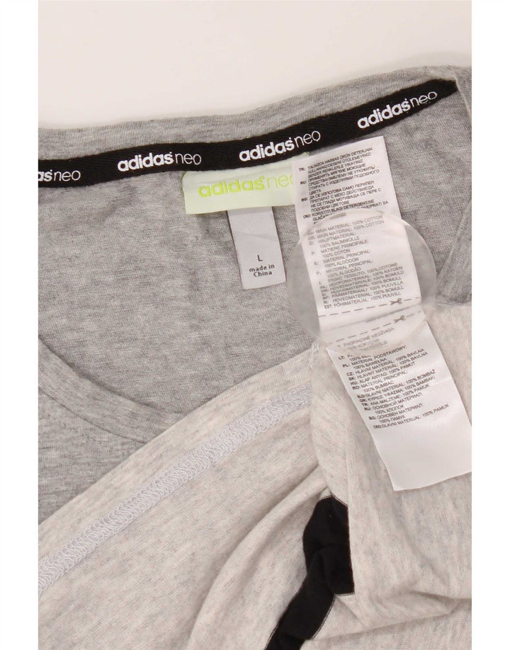 Ανδρικό T-Shirt Adidas Top μεγάλο γκρι βαμβακερό ριγέ