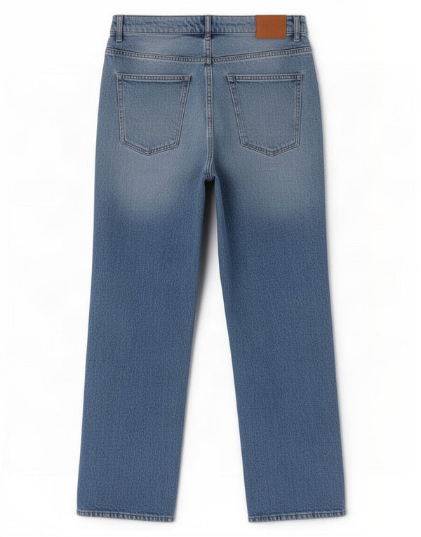 Zara Γυναικείο Straight Jeans EU 42 Large W32 L28 Blue Cotton