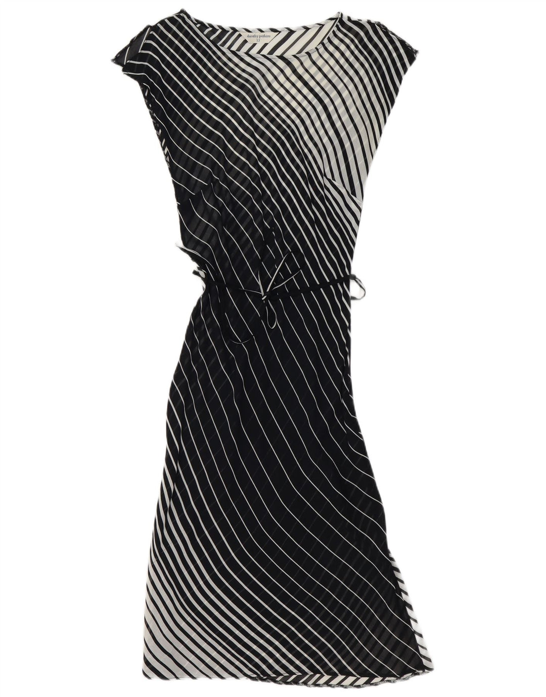 Dorothy Perkins Γυναικείο Αμάνικο Βασικό Φόρεμα UK 12 Μέτριο Μαύρο ριγέ
