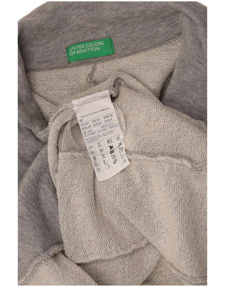 Benetton Γυναικείο σακάκι 1 κουμπιού UK 8 μικρό γκρι βαμβακερό