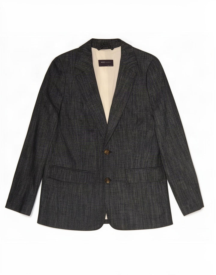 Marks & Spencer Γυναικείο μπλέιζερ με 2 κουμπιά μπουφάν UK 8 Small Navy Blue Cotton