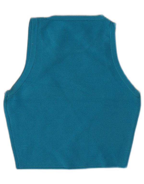 Zara Γυναικείο Crop Vest Top UK 8 Small Blue Viscose