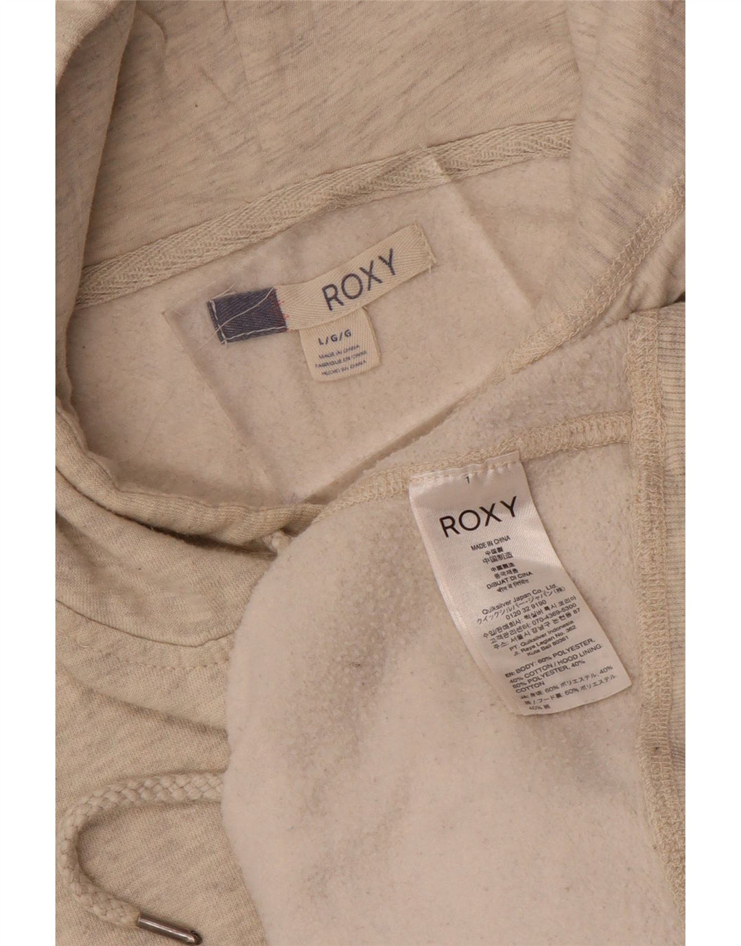 ROXY Γυναικεία γραφικά κουκούλα UK 16 Large Beige Flecked Polyester