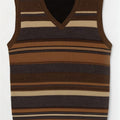 Zara ανδρικό γιλέκο Tank Top Μεγάλο καφέ ριγέ ακρυλικό