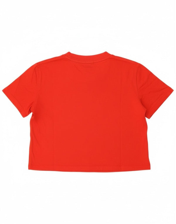 Calvin Klein Womens Crop Graphic T-Shirt Top UK 12 Medium Red Cotton