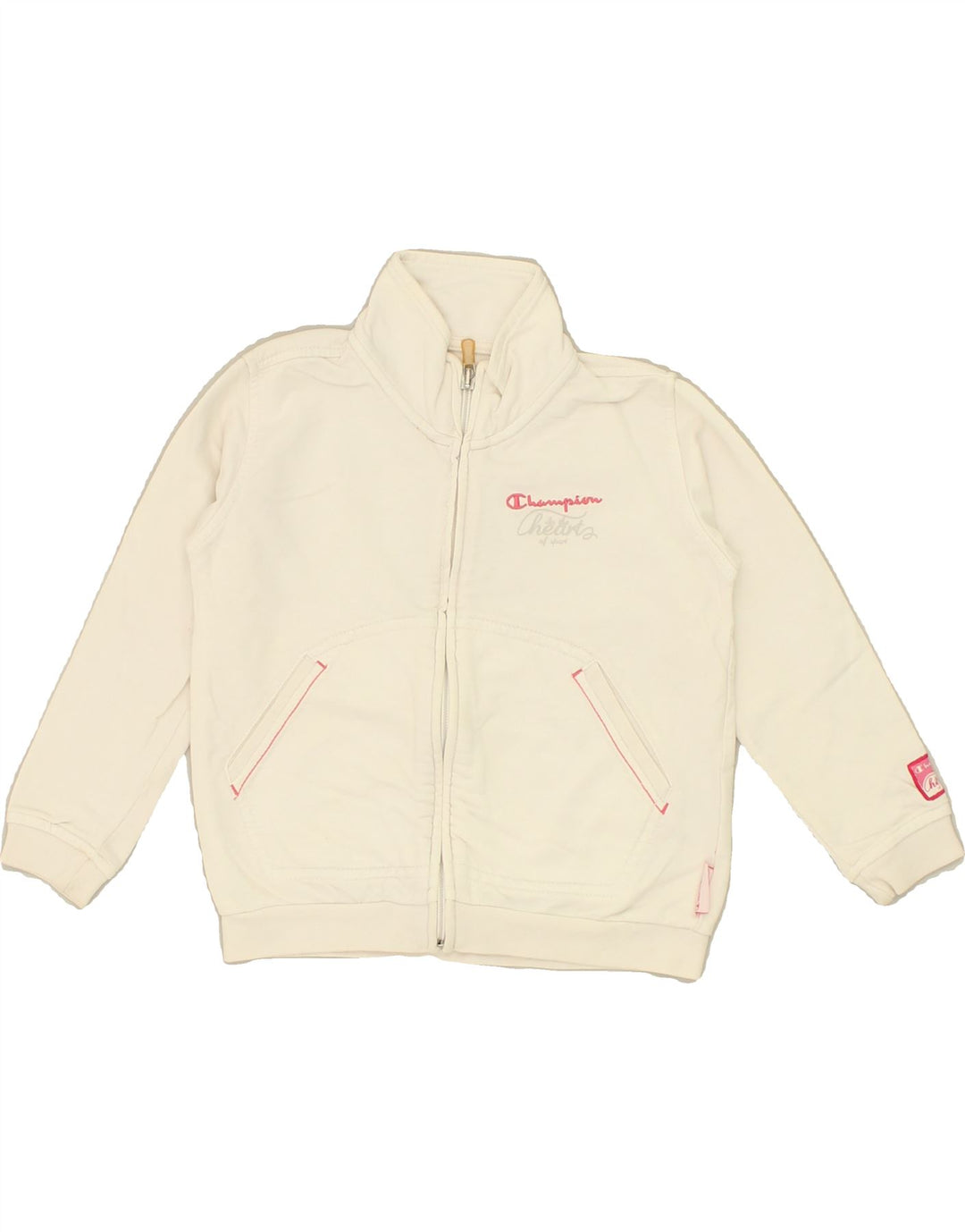 CHAMPION Girls Tracksuit Top Jacket 2-3 Years XL White Cotton | Vintage Champion | Thrift | Second-Hand Champion | Used Clothing | Messina Hembry 