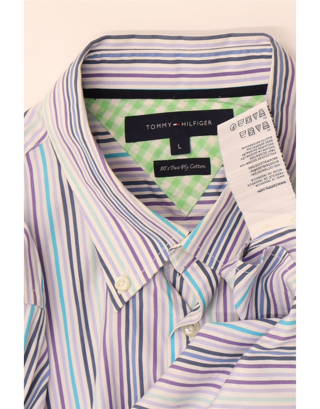 Ανδρικό πουκάμισο Tommy Hilfiger Large Blue ριγέ βαμβακερό