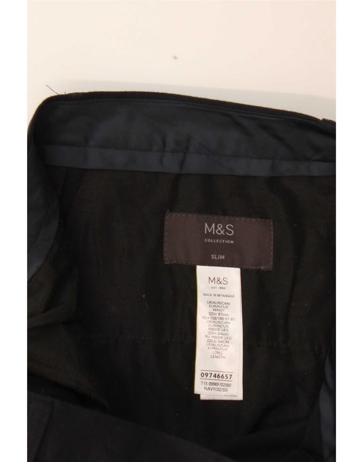 Marks & Spencer Γυναικείο Slim Suit Παντελόνι W32 L33 Navy Blue Polyester