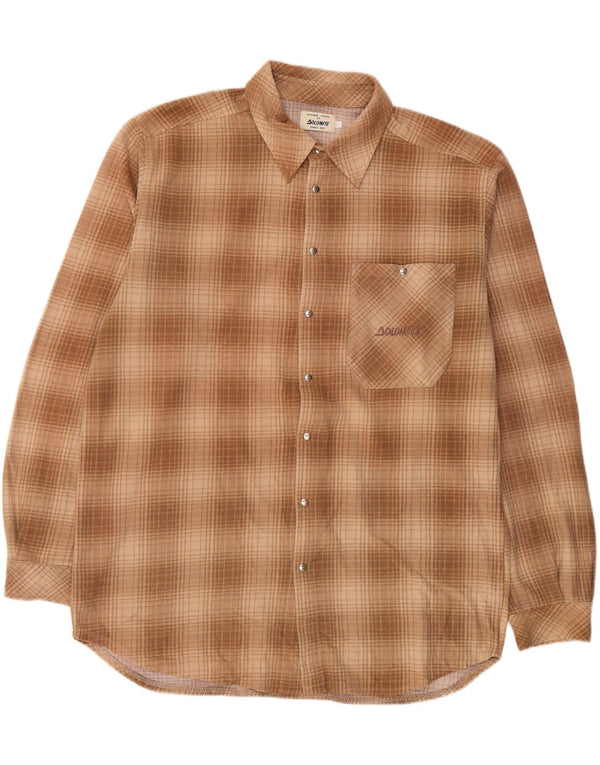 DOLOMITE Mens Flannel Shirt Large Beige Check