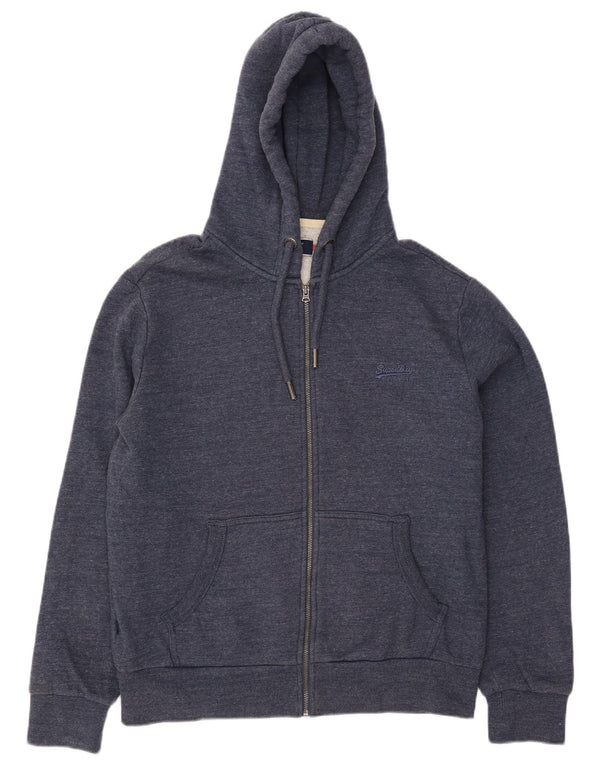 Superdry Mens Zip Hoodie Sweater XL Navy Blue Cotton