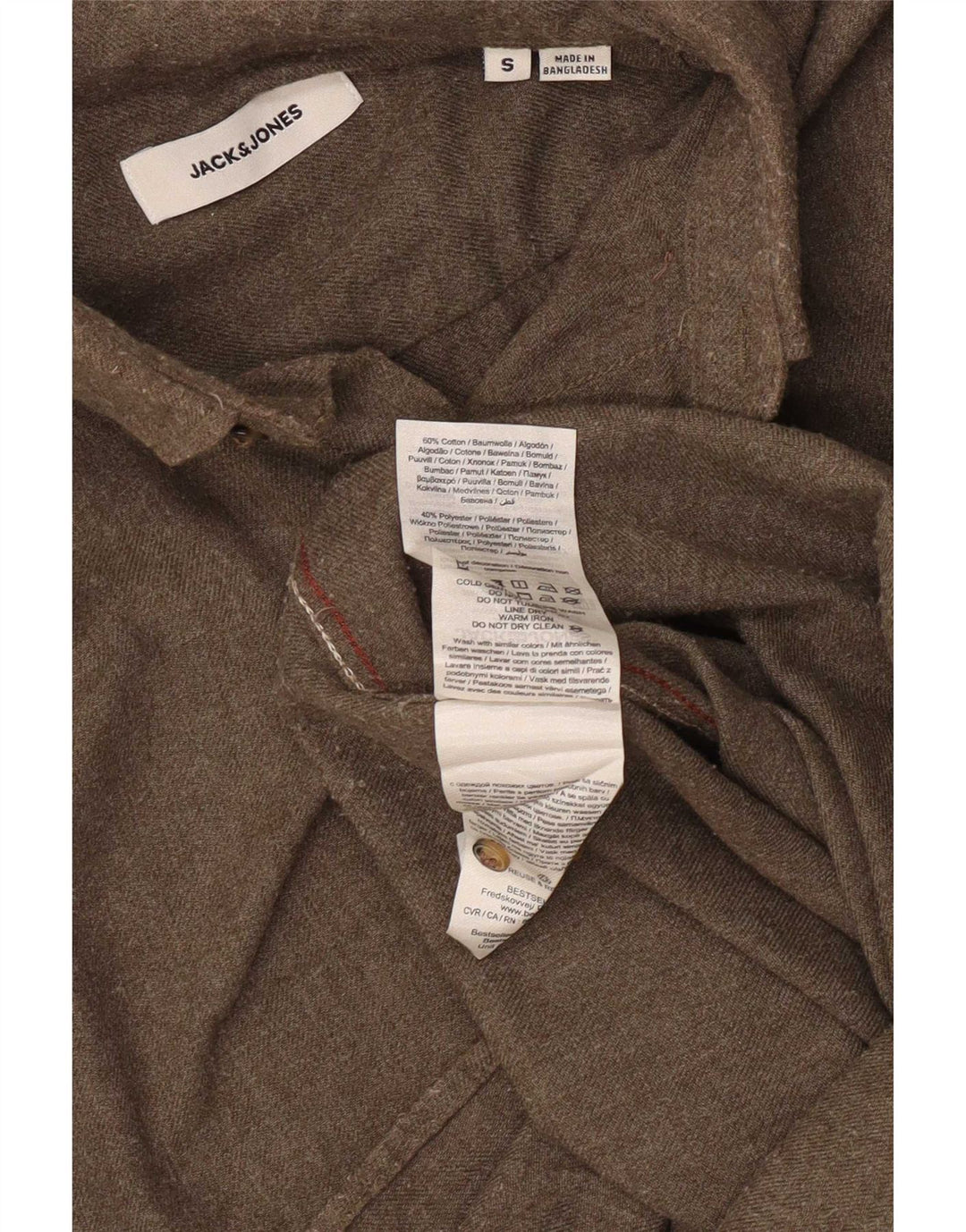Jack & Jones Ανδρικό Φανελένιο Πουκάμισο Μικρό Χακί Βαμβακερό