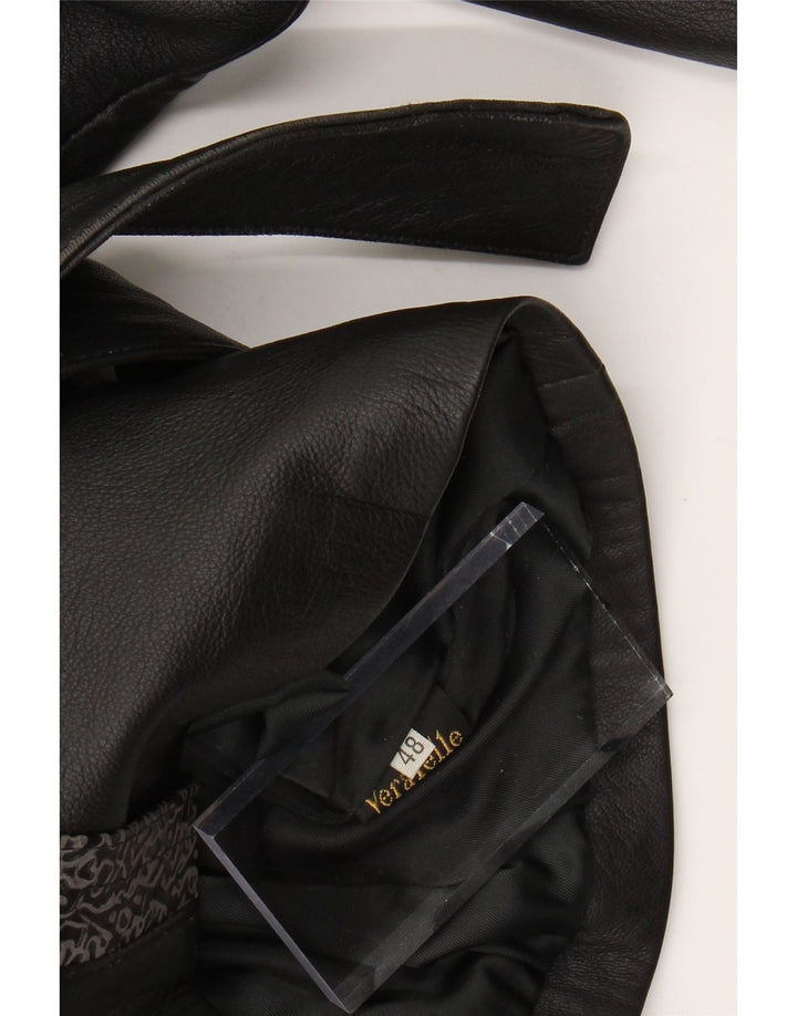 Γυναικείο Δερμάτινο Μπουφάν VINTAGE IT 48 XL Μαύρο γεωμετρικό δέρμα