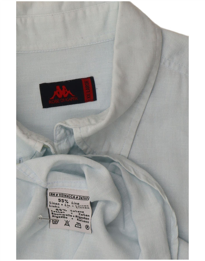 Ανδρικό κοντομάνικο πουκάμισο Kappa 2XL Μπλε Λινό