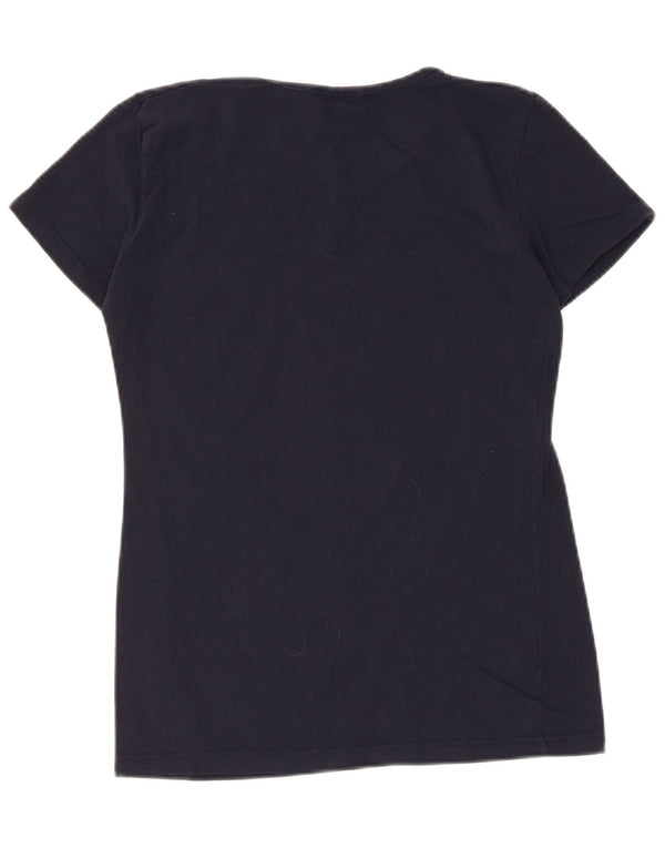 Kappa Γυναικείο T-Shirt Top UK 14 Large Navy Blue Cotton