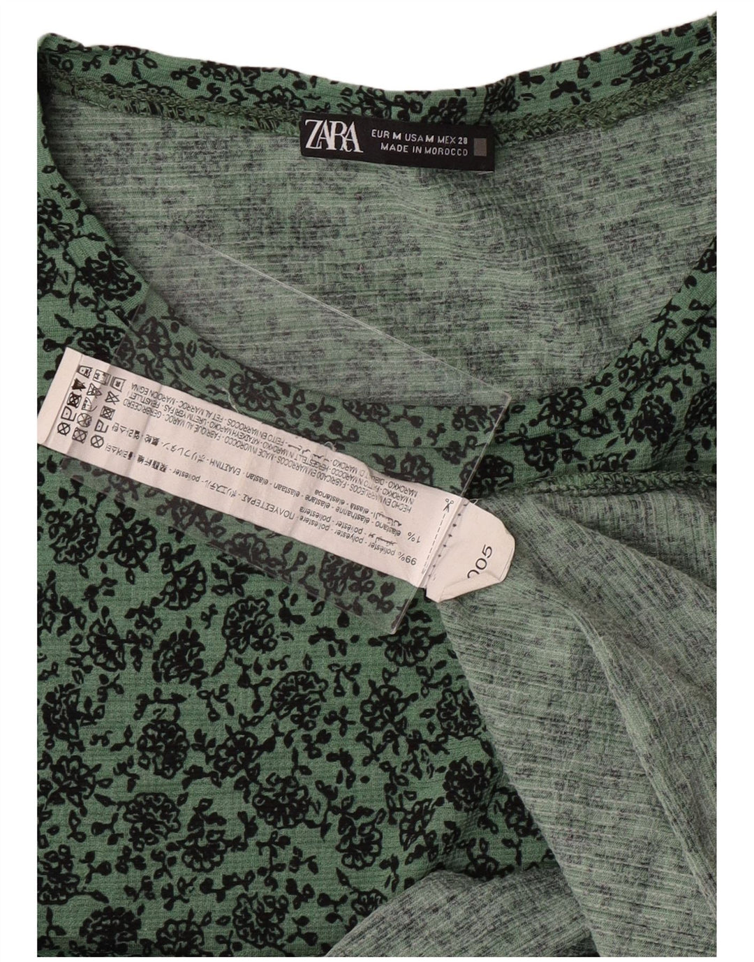 Γυναικείο φόρεμα ZARA A-Line UK 14 Medium Green Floral Polyester