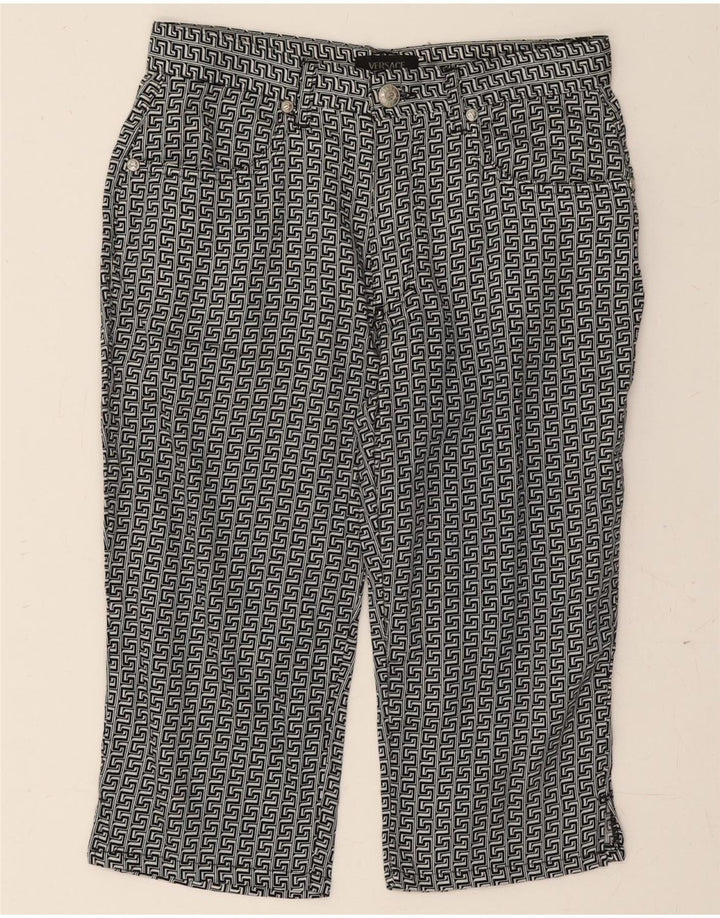 VERSACE Womens Bermuda Shorts W28 Medium Black Geometric Cotton Vintage Versace and Second-Hand Versace from Messina Hembry 