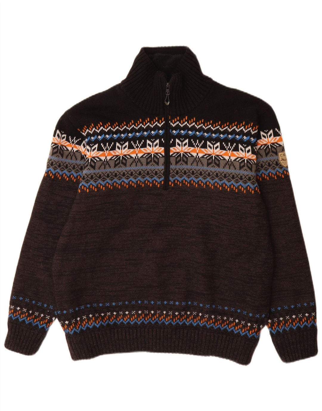 Ανδρικό πουλόβερ με φερμουάρ CMP IT 52 Large Black Fair Isle Acrylic
